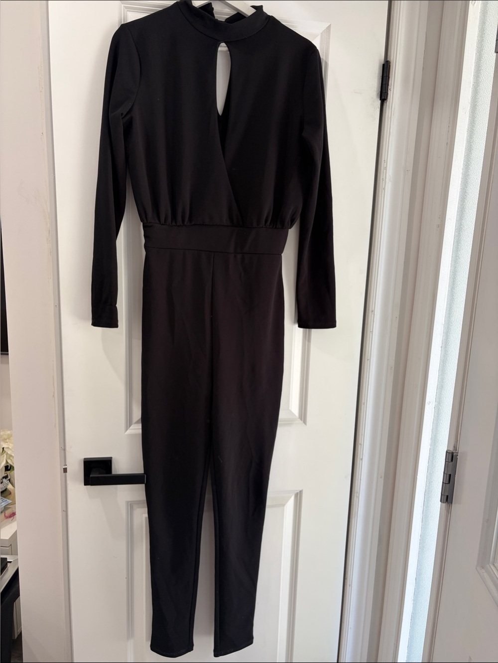 Revamped Black Long-Sleeve Keyhole Jumpsuit